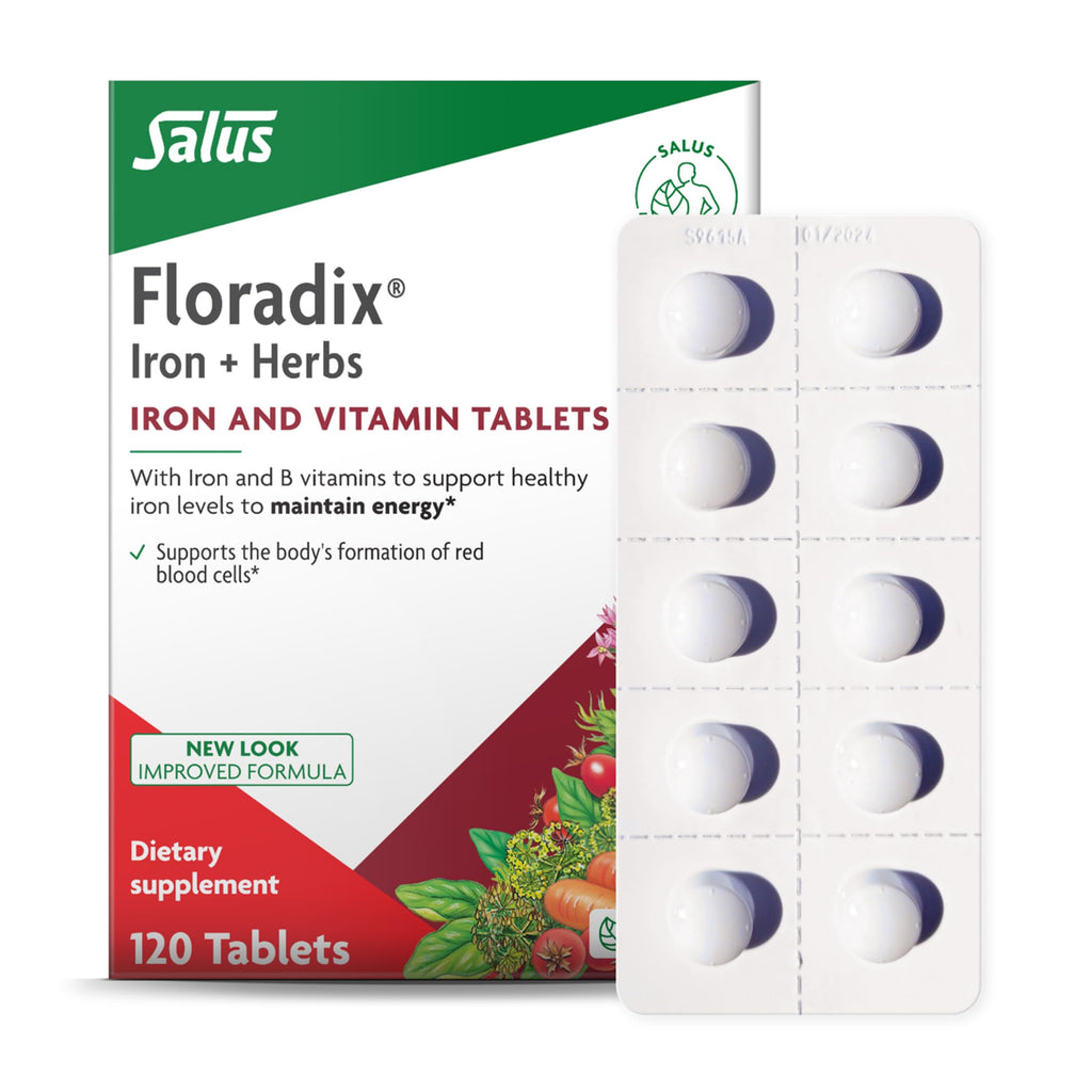 Floradix Iron Tablets Supplement, Vegetarian, Gluten-Free, 120 Tablets | Iron Supplement with B Vitamins, Folic Acid, Vitamin C & More for Energy Support*, Vegetarian & Gluten-Free