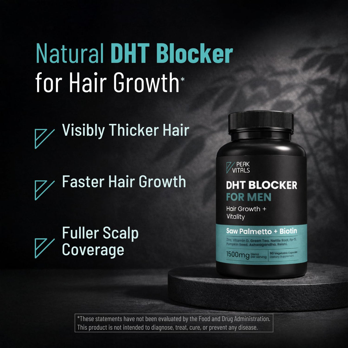 DHT Blocker for Men | Ultra Potent Hair Growth Formula | Saw Palmetto, Biotin, Pumpkin Seed, Herbal Extracts | Natural Hair Loss Supplements | Hair Regrowth Vitamins | Made in the USA | 90 Capsules