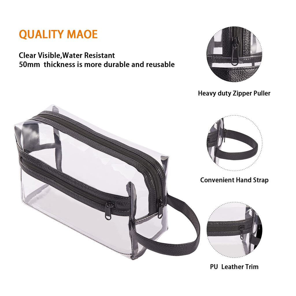 Heavy Duty Clear Travel Toiletry Makeup Bags Transparent Shaving Bag Water Resistant Cosmetic Bag Organizer Pouch with Zipper and Handle