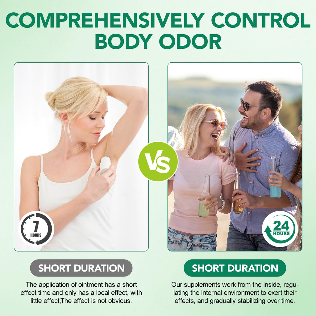 Chlorophyll Body Deodorizing Supplement 120Pcs for Digestion/Gut Health Support, Internal Deodorant Capsules for Overall Freshness, Underarms, Intimate Areas, Private Parts, Natural & Safe Formula|