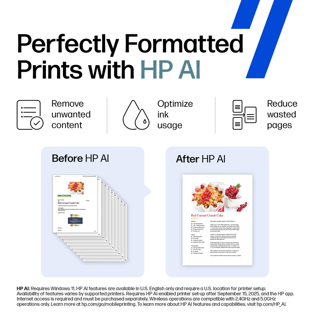 HP OfficeJet Pro 8135e Wireless All-in-One Color Inkjet Printer, Print, scan, Copy, fax, ADF, Duplex Printing Best-for-Home Office, 3 Month Instant Ink Trial Included, AI-Enabled (40Q35A)