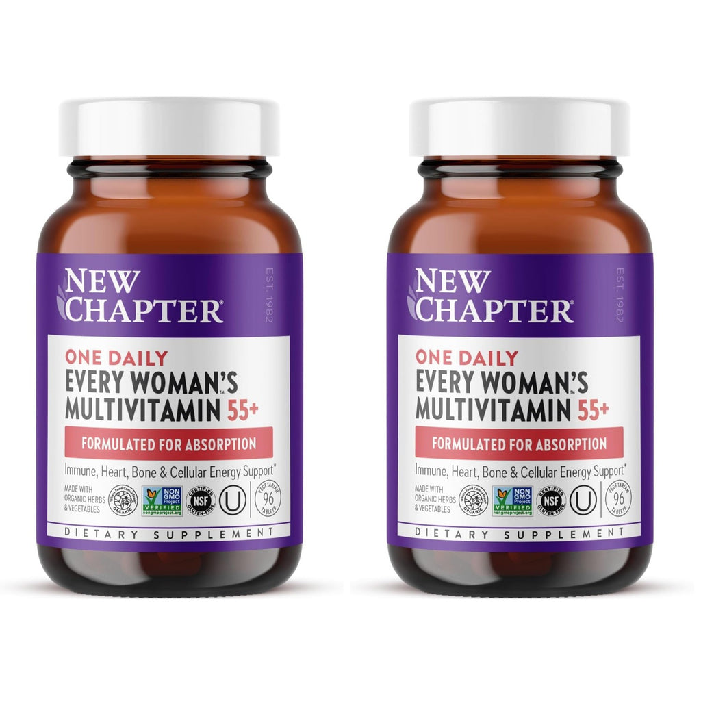 New Chapter Every Woman's One Daily 55+ Multivitamin, 96 Tablets | Supports Immune, Bone, and Vision Health, Gentle on the Stomach, Non-GMO, Gluten Free, Dairy Free, Vegetarian, and Kosher