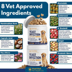Natural Yeast Infection Treatment for Dogs, 150 Chews – Anti Yeast Support for Itchy Skin & Ears – Helps Reduce Irritation & Paw Licking – Probiotic + Herbal Blend – Bacon Flavored Soft Chews