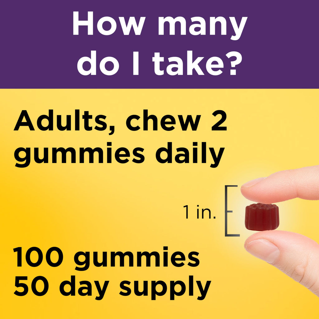Nature Made Elderberry Gummies with Vitamin C & Zinc, 100 Gummies | Dietary Supplement for Antioxidant and Immune Support, Suitable for Vegetarians, Raspberry Flavor, 50 Day Supply