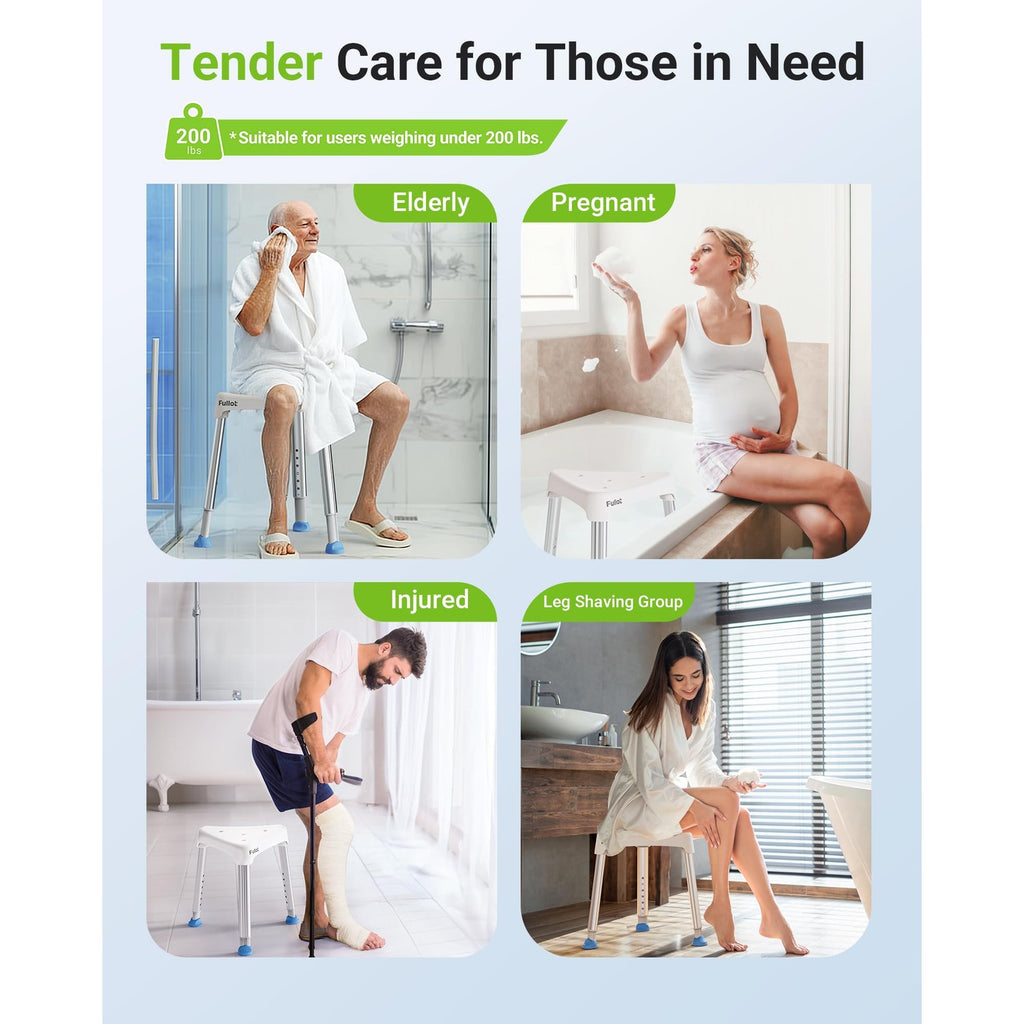 FULLOT Space-Saving Triangular Shower Chair for Inside Shower, 400 lbs