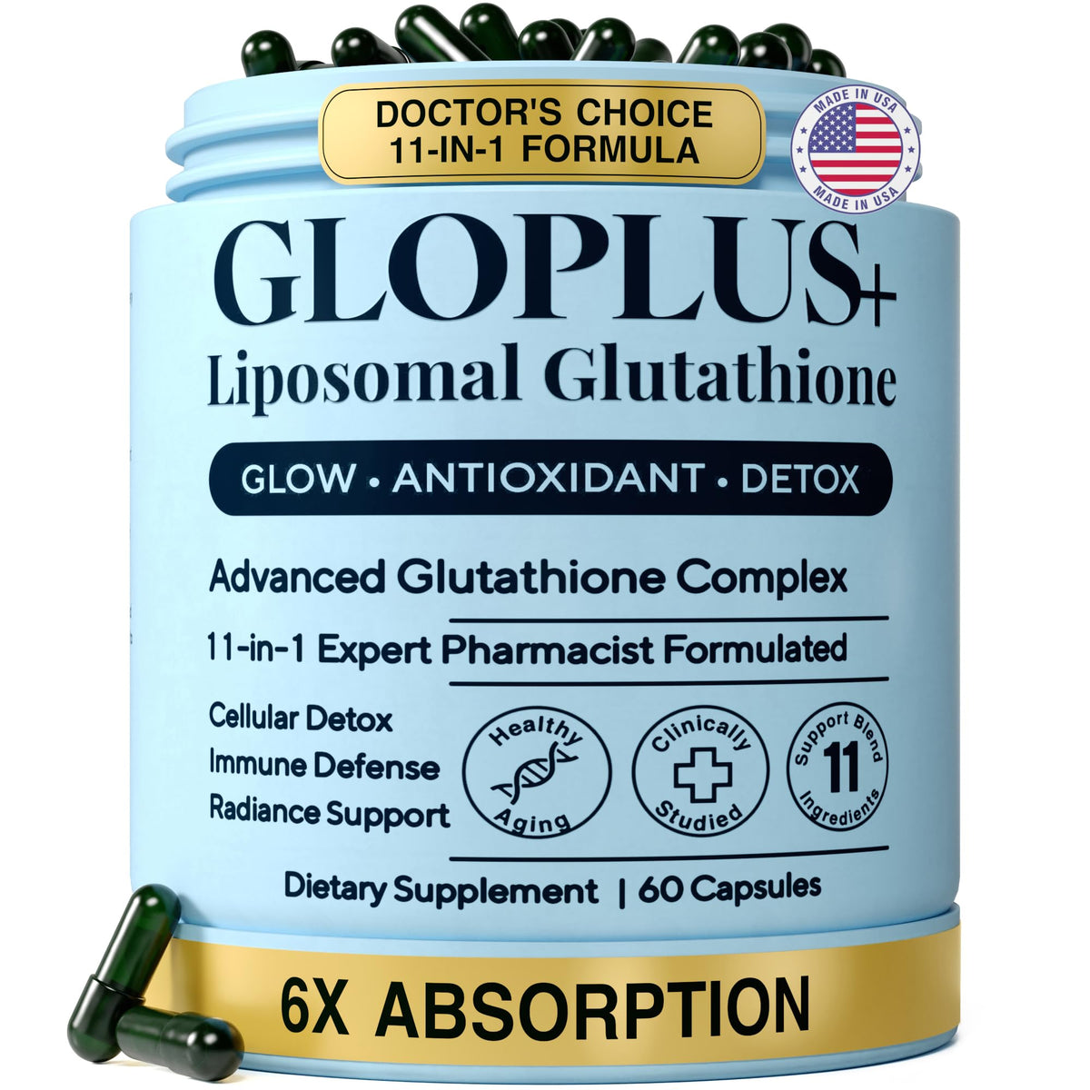 Liposomal Glutathione Supplement, 1150mg 11-in-1 Complex with NAC, 60ct