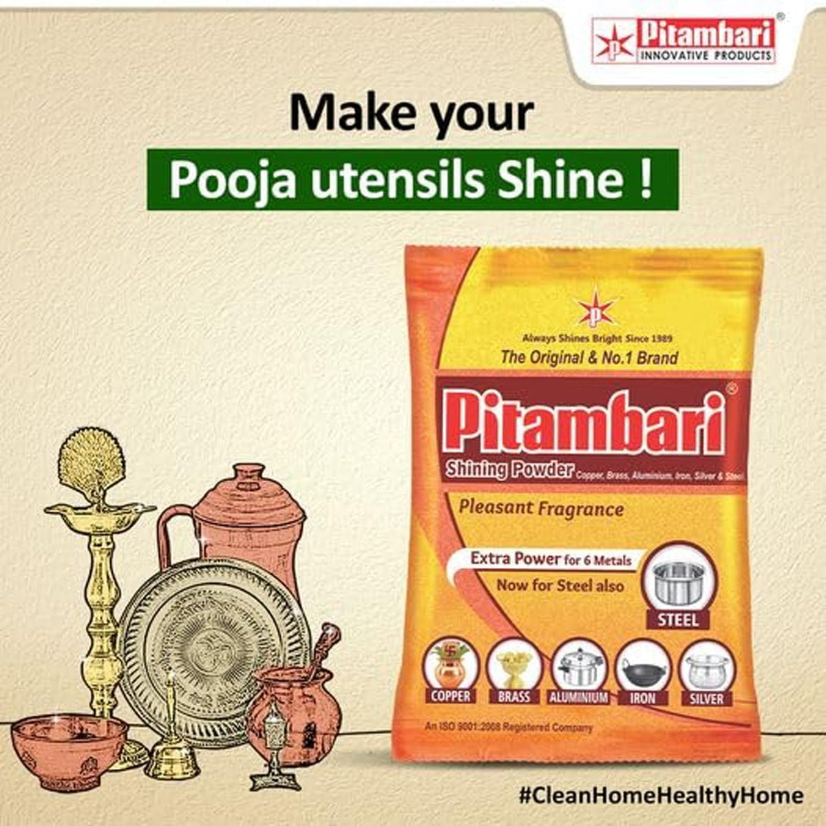 Pitambari Shining Powder - 200g (Pack of 3)