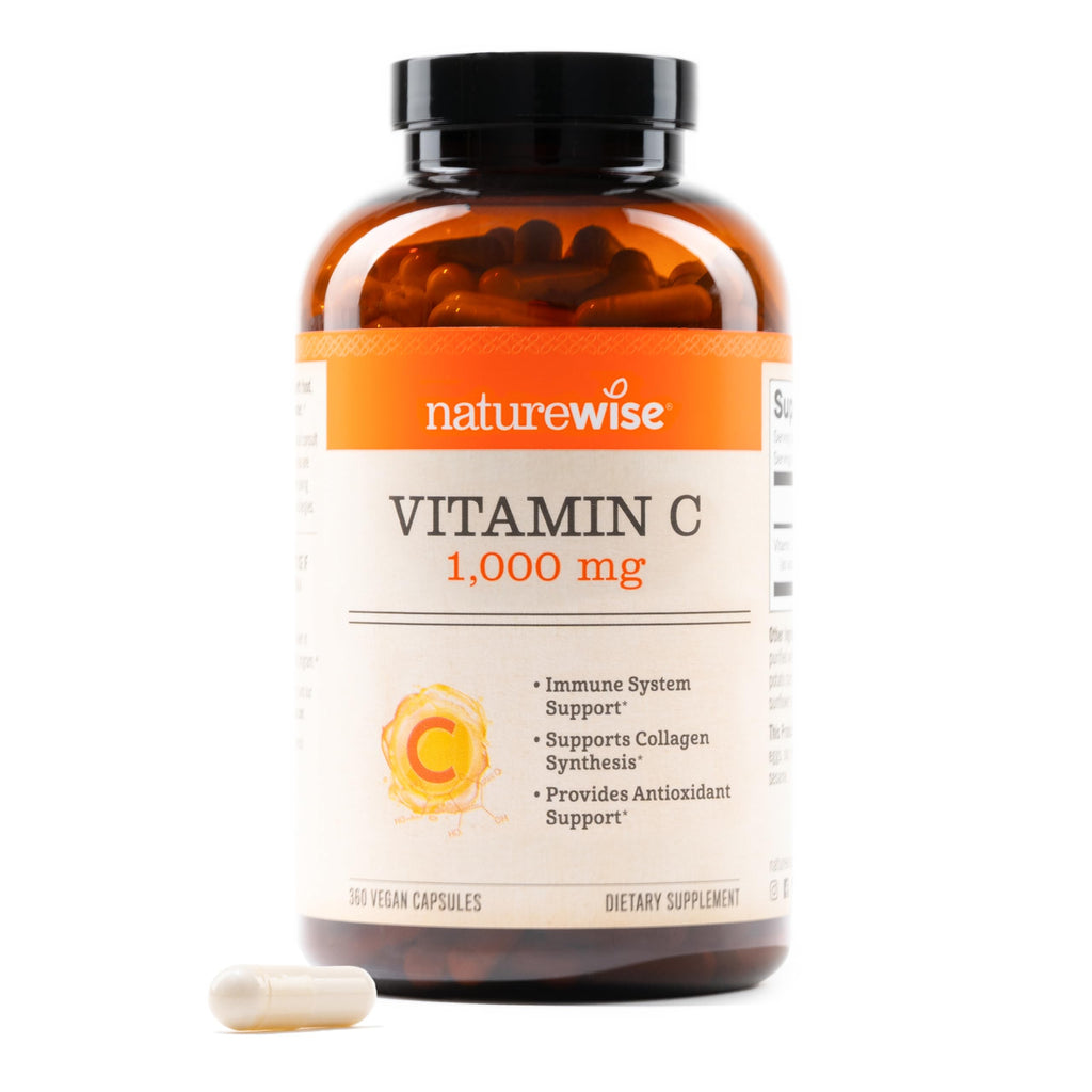 NatureWise Vitamin C 1000mg Capsules - Extra Strength Vegan Vitamin C for Daily Antioxidant & Immune Support - Non-GMO, USA Manufactured - 60 Capsules[60-Day Supply]