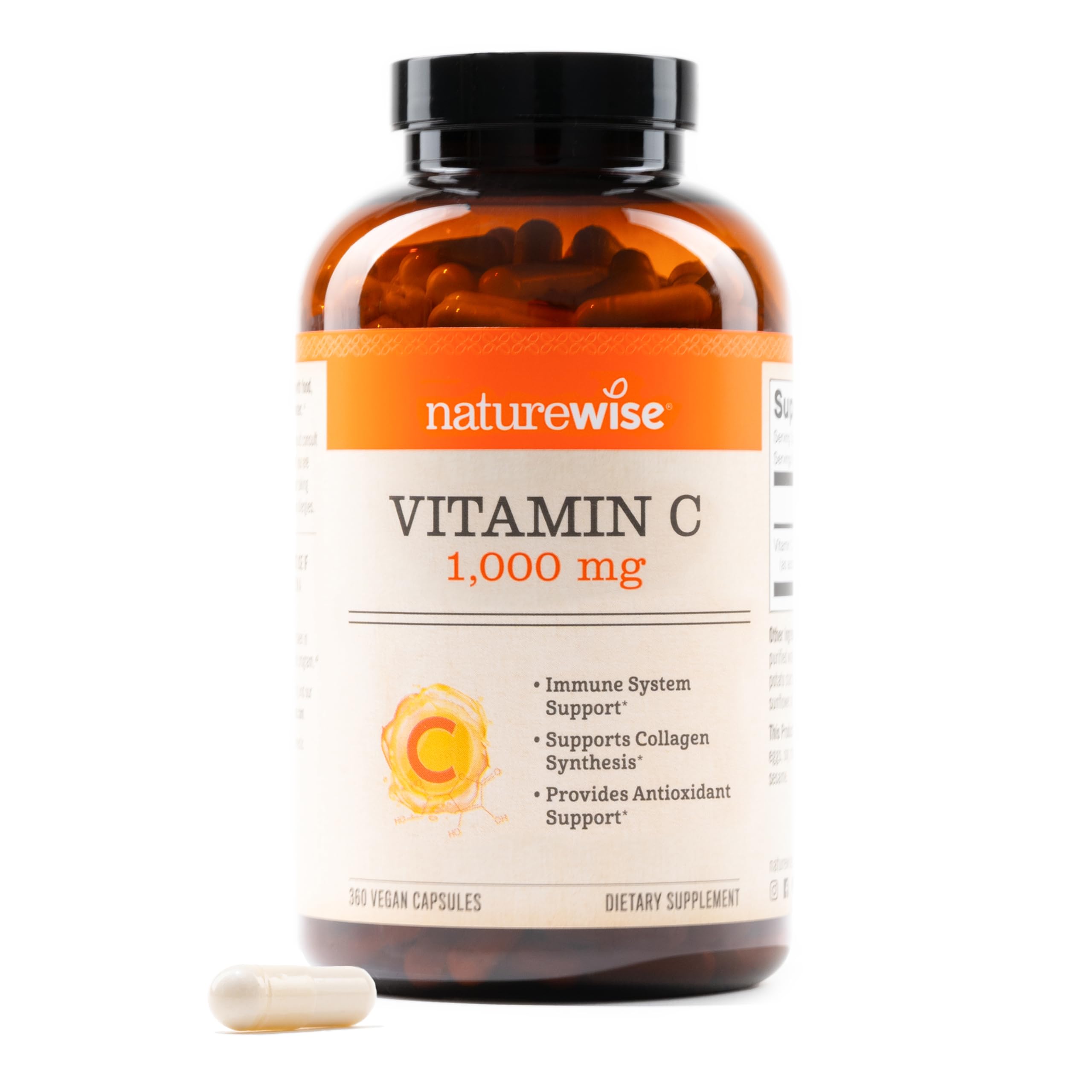 NatureWise Vitamin C 1000mg Capsules - Extra Strength Vegan Vitamin C for Daily Antioxidant & Immune Support - Non-GMO, USA Manufactured - 60 Capsules[60-Day Supply]