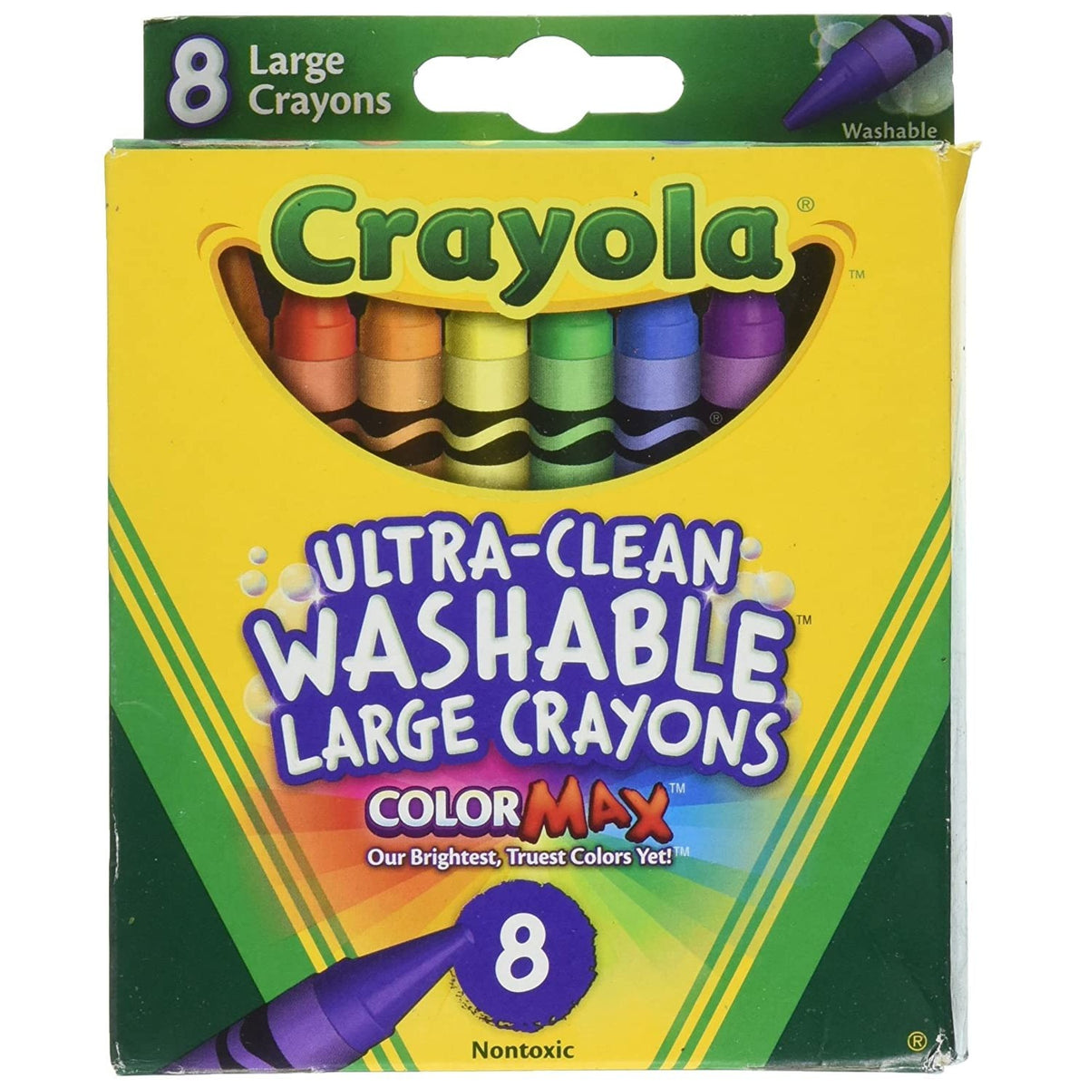 Crayola Washable Crayons, Large Size, 8 Colors, Pack of 1