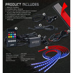 Buy now Xprite Car Underglow Neon Accent Strip Lights, 4 Pcs RGB 252 LEDs Underglow Kit with Sound Active Function Music Mode & Wireless Remote, Exterior Car Lights Underbody Lighting for Truck SUV Van at indiglob india