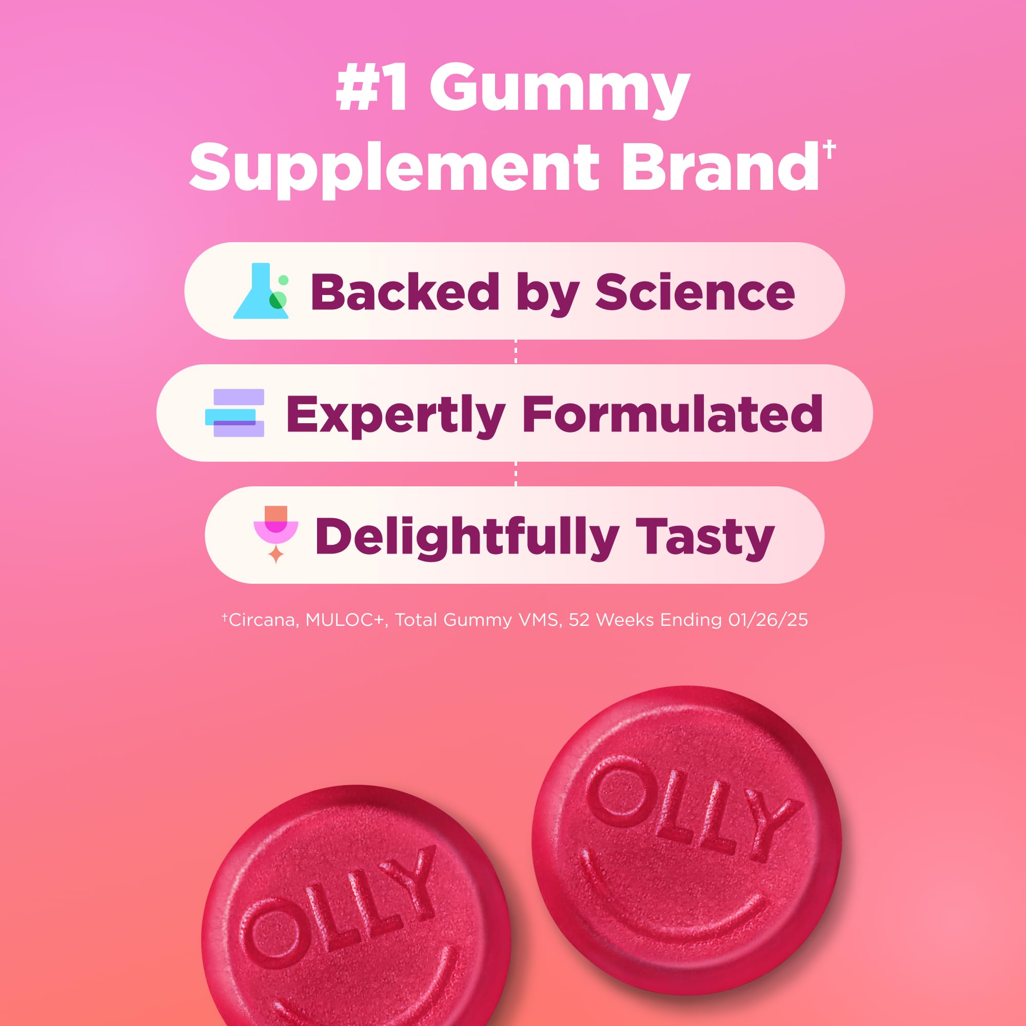 OLLY Hair Skin and Nails Gummies, Undeniable Beauty, Biotin - 60 Count