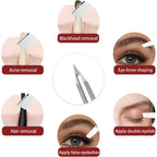 Eyebrow Tweezers for Women Facial Hair, Precision Stainless Steel Slant Tweezers, Sharp Eyebrow Plucker for Remove Hair and Blackhead, With Travel Case