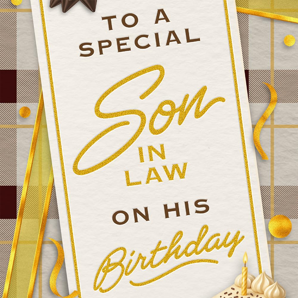 Prime Greetings Son In Law Birthday Card, Made in America, Thick Card Stock with Premium Envelope Packaged in a Reusable Presentation Mailer, Eco-Friendly, 5in x 7.75in