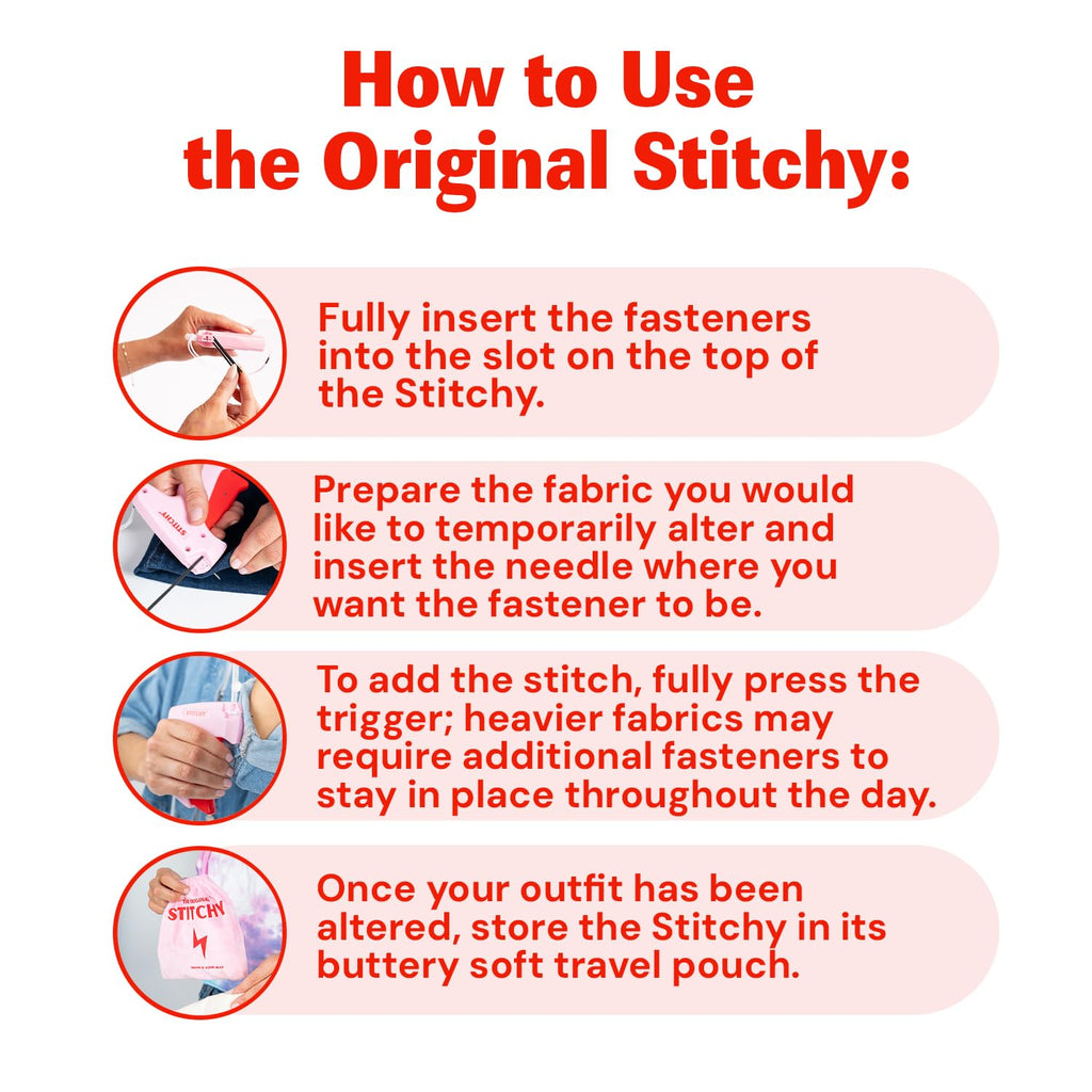 Stitchy Portable, TSA-Safe, No-Sew Instant Hemming Tool with Refills