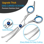 5 in 1 Upgraded Thicken Dog Grooming Scissors, Professional Dog Scissors for Grooming with Safety Round Tips, Lengnoyp Stainless Steel Thinning Shears, Pet Cat Shears for Grooming Kit