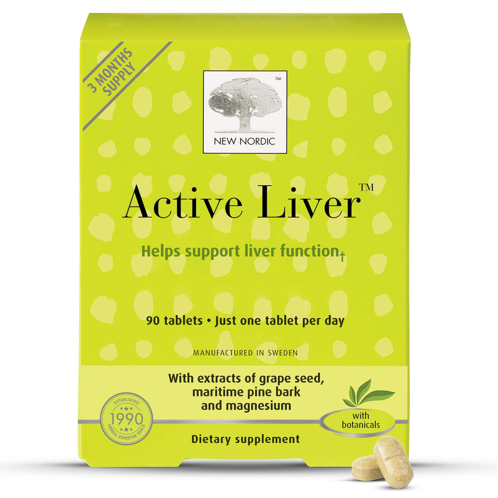 NEW NORDIC Active Liver Daily Support Supplement 90-Day Supply - 90 Tablets | Includes a supply of daily liver supplements, featuring a botanical blend of milk thistle and artichoke in a tablet format