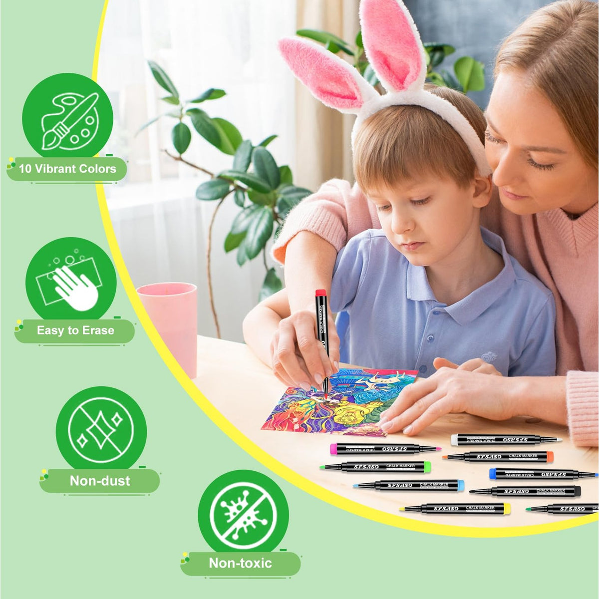 Liquid Chalk Markers for Acrylic Fridge Calendar Planning Board, Clear Glass Dry Erase Board, Whiteboard, Window, Mirror, Easy Wet Erase,1mm Fine Points (10 COLORS)