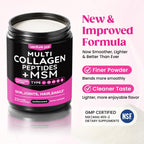 Multi Collagen Powder Type I II III V X, Hydrolyzed Collagen Peptides | With MSM, Glucosamine Chondroitin, Hyaluronic Acid & Vitamin C to Support Skin, Hair, Nails & Joint Health, Unflavored