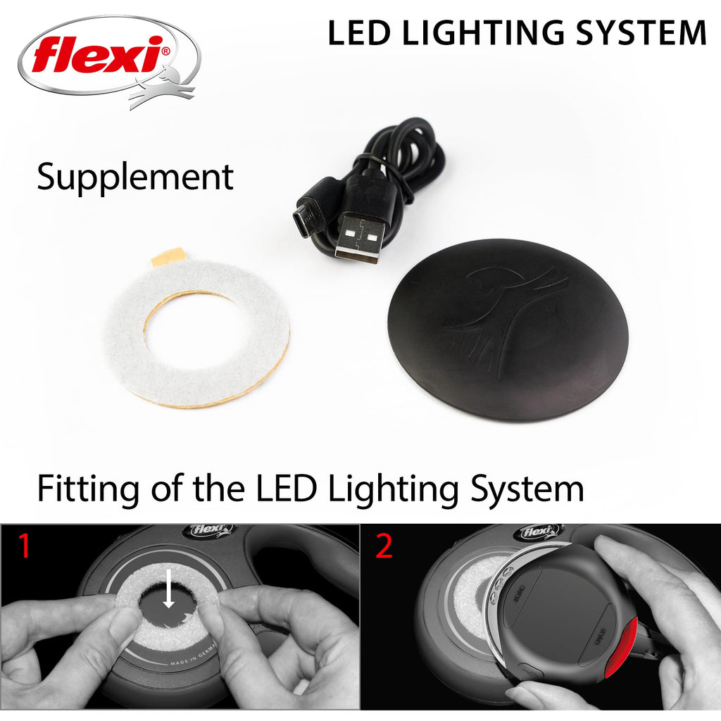 FLEXI® LED Lighting Attachment for Retractable Leashes, Splashproof, Black