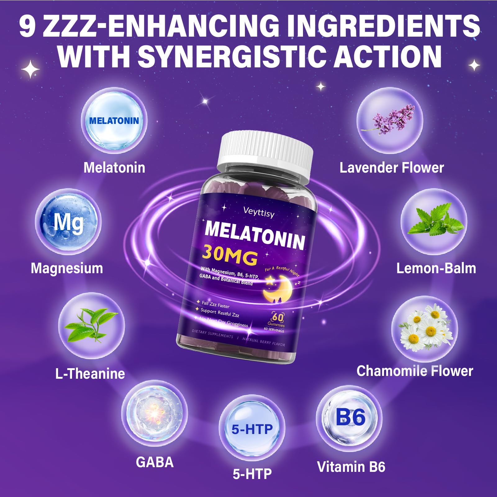 Melatonin 30mg Gummies for Adults - Sugar Free Melatonin Gummies | Maximum Strength with Magnesium, B6, GABA & Botanical Blend - Non-Habit Forming, Vegan, Non GMO, Natural Mixed Berry Flavor