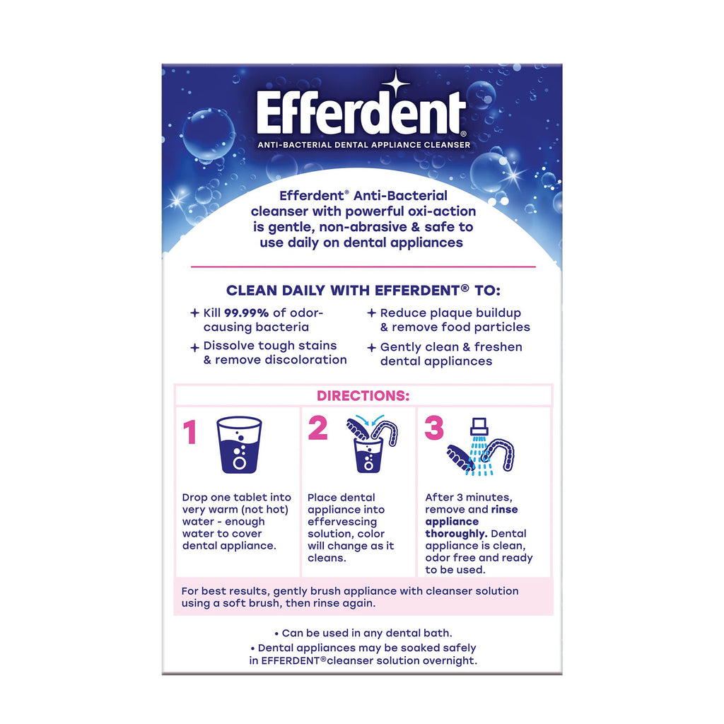 Buy now Efferdent Denture Cleaner Tablets â€“ Dental Appliances, Aligners, Mouth Guard, and Retainer Cleaner Tablets, Complete Clean, 126 Count at indiglob india