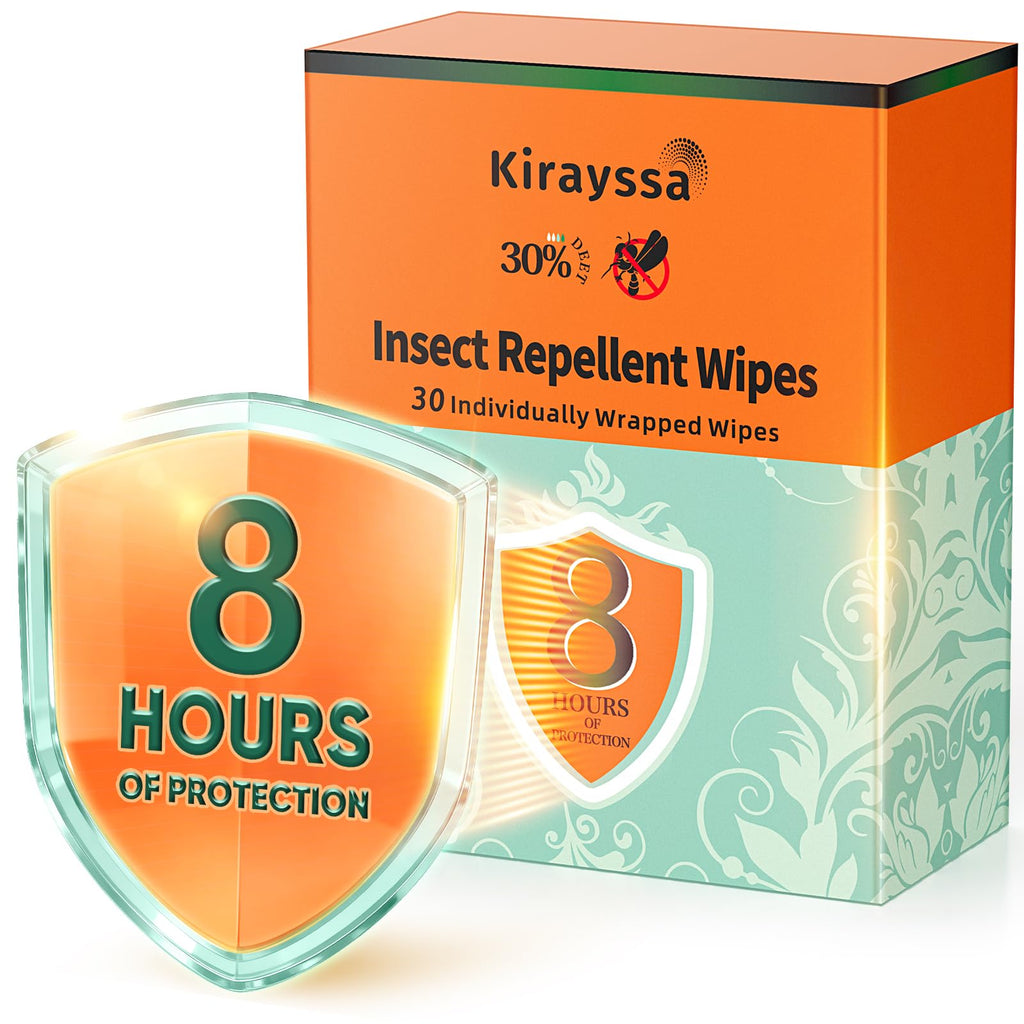 Mosquito Repellent & Tick Repellent Wipes - 8Hr Protection, 30 Singles