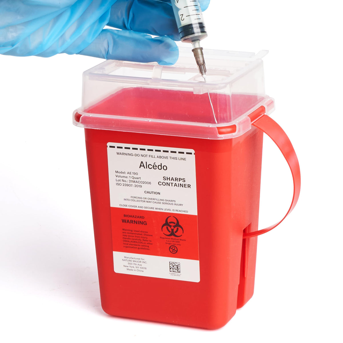 Alcedo Sharps Container 1 Quart (1-Pack) for Home Use & Travel Disposal
