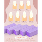 Maryton Nail Buffer Block, Medium/Fine Grit 100/180 Finishing Buffers for Acrylic Nails Gel Polish Nails, 3 Way Professional Pedicure Manicure Buffer Kits, 5 Count (Purple)