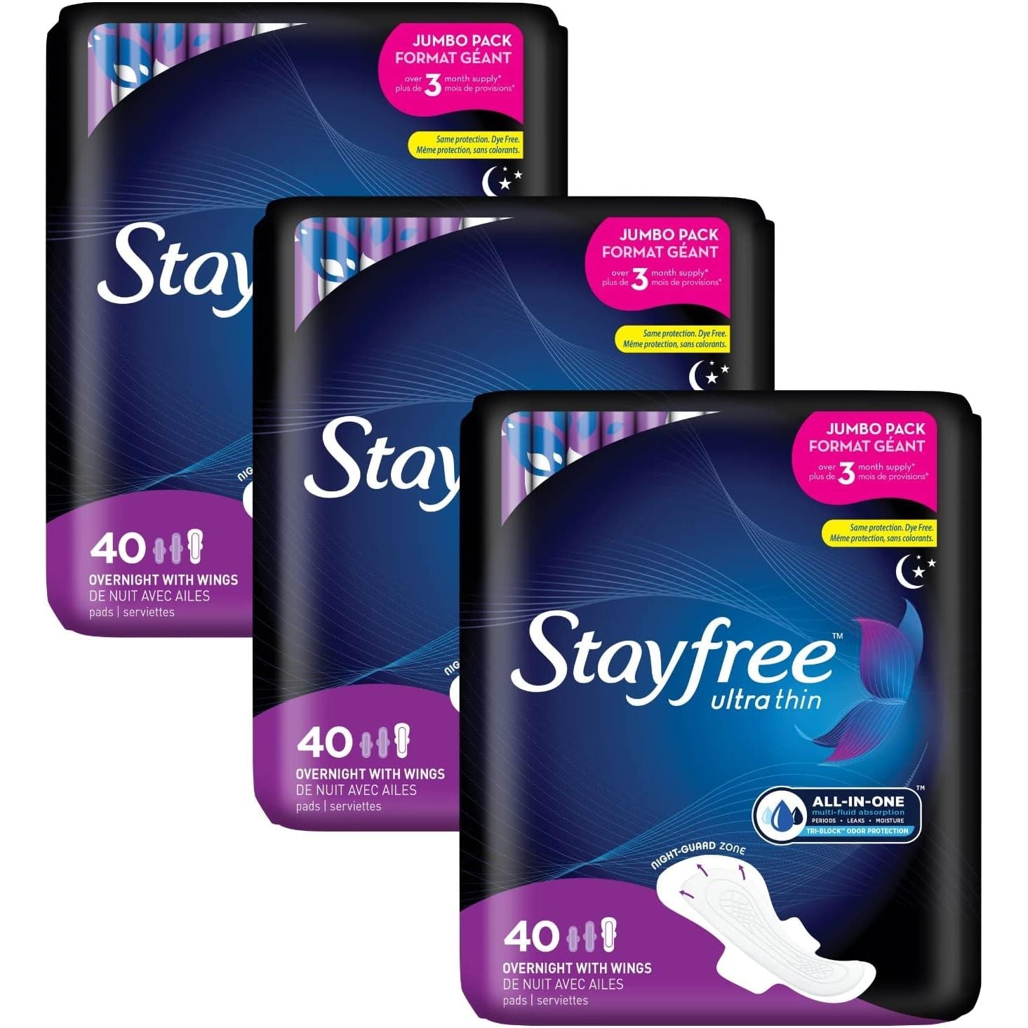 Buy now Stayfree Ultra Thin Overnight Pads with Wings, For Women, Reliable Protection and Absorbency of Feminine Moisture, Leaks and Periods, 40 count - Pack of 3 40 Count (Pack of 3) Sanitary Napkin at indiglob india