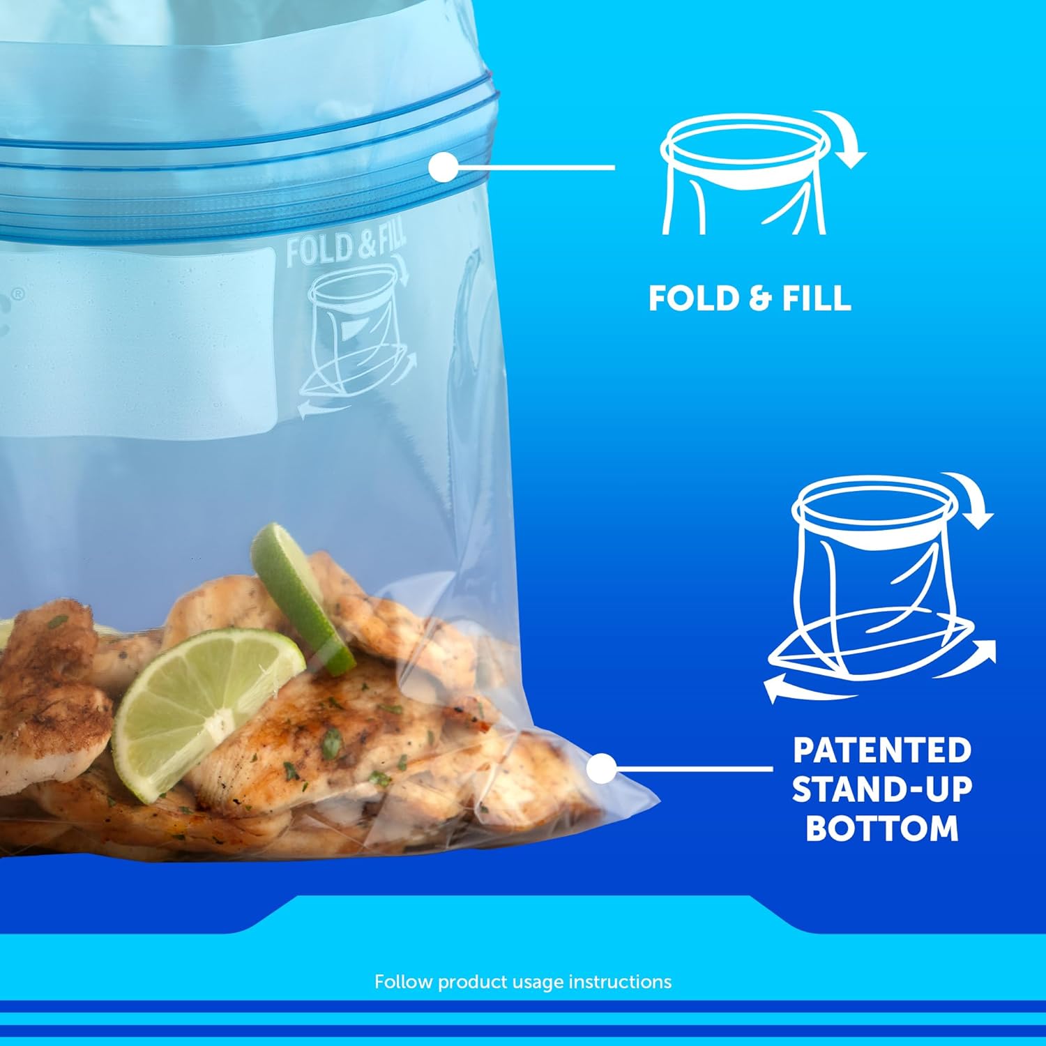 Buy now Ziploc Gallon Food Storage Freezer Bags, New Stay Open Design with Stand-Up Bottom, Easy to Fill, 28 Count at indiglob india
