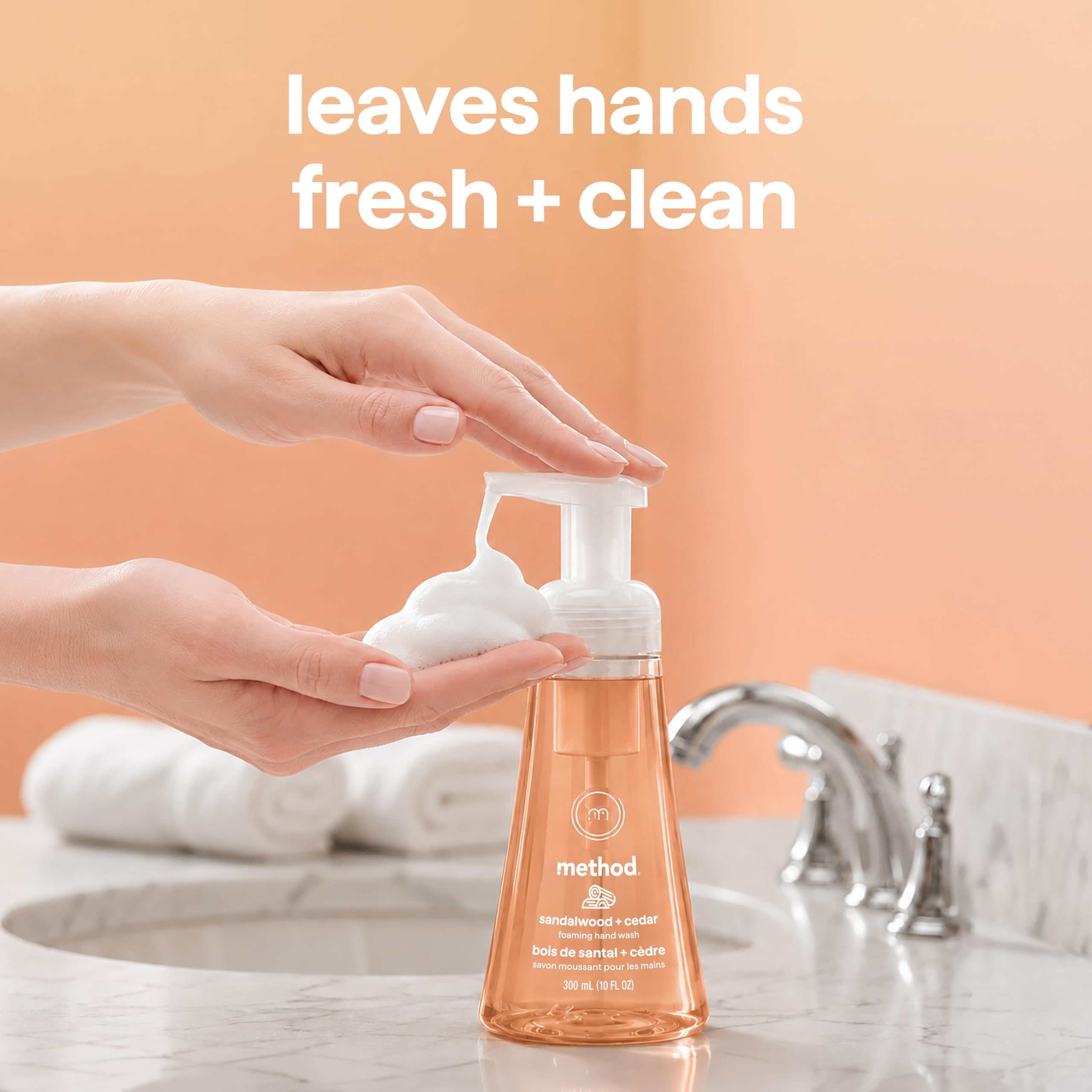method Foaming Hand Wash, Sandalwood + Cedar, 10 fl oz, 3 pack | Hydrates & Softens Skin, Designed for Gentle Everyday Cleansing