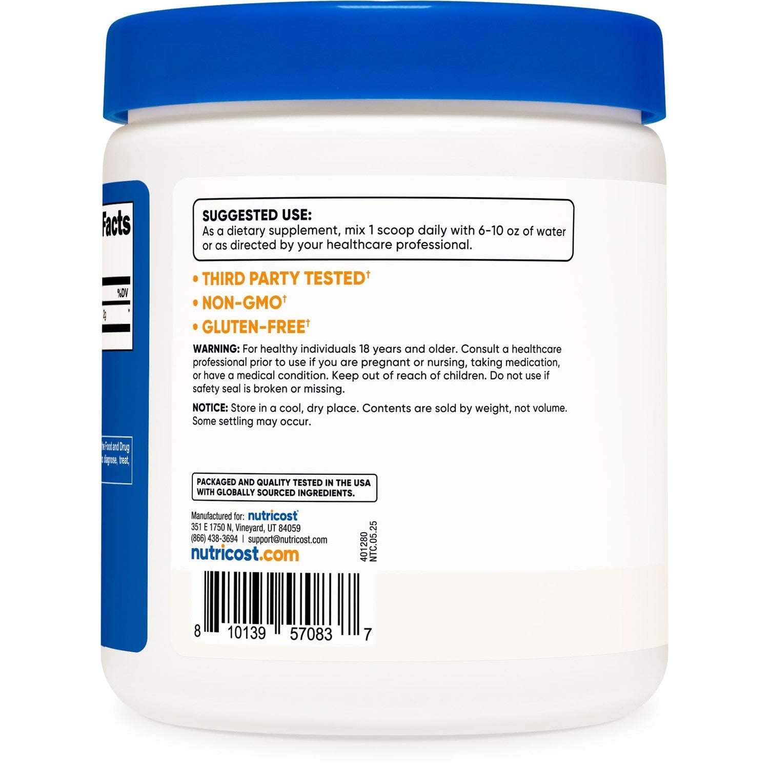 Nutricost Taurine Powder 250 Grams - 125 Servings, 2000mg Per Serving