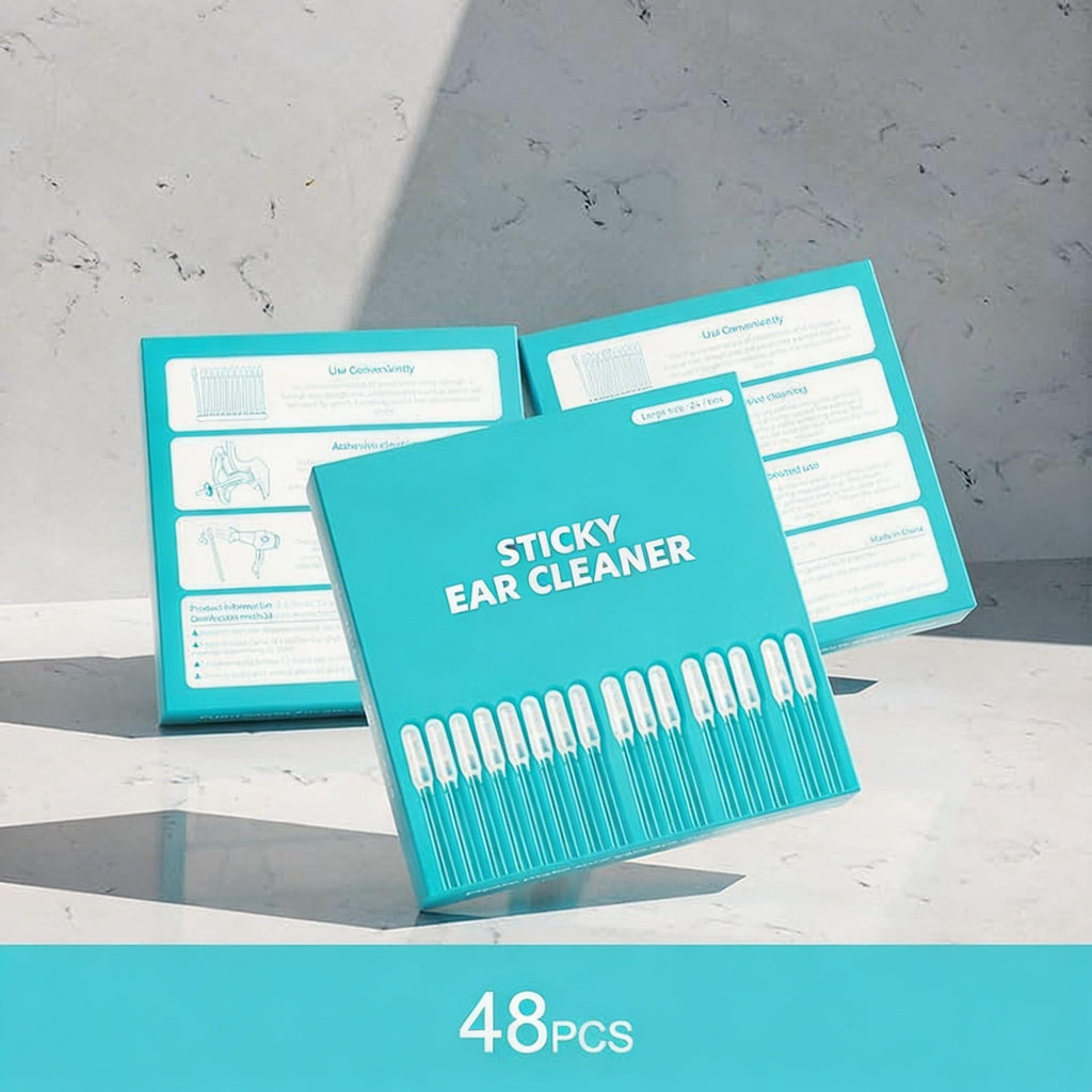 HAVENVOGUE Sticky Ear Cleaning Stick, 48PCS Reusable Silicone Adhesive Ear Wax Removal Tools, Soft Earpick Swabs with Dust Cover, Portable Gentle Ear Cleaner Kit for All Ages