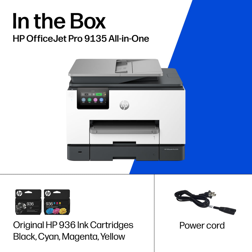 HP OfficeJet Pro 9135 Wireless All-in-One Color Inkjet Printer, Print, Scan, Copy, Fax, ADF, Duplex Print/scan, Best-for-Office, 3 Month Trial of Instant Ink Included, AI-Capable (C2WM0A)