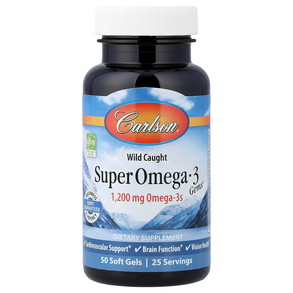 Carlson Super Omega-3 Gems, 1200 mg, Omega-3s, 100 + 30 Softgels | with EPA and DHA; Wild Caught Norwegian Fish Oil Supplement; Sustainably Sourced Fish Oil Capsules; Omega 3 Supplements
