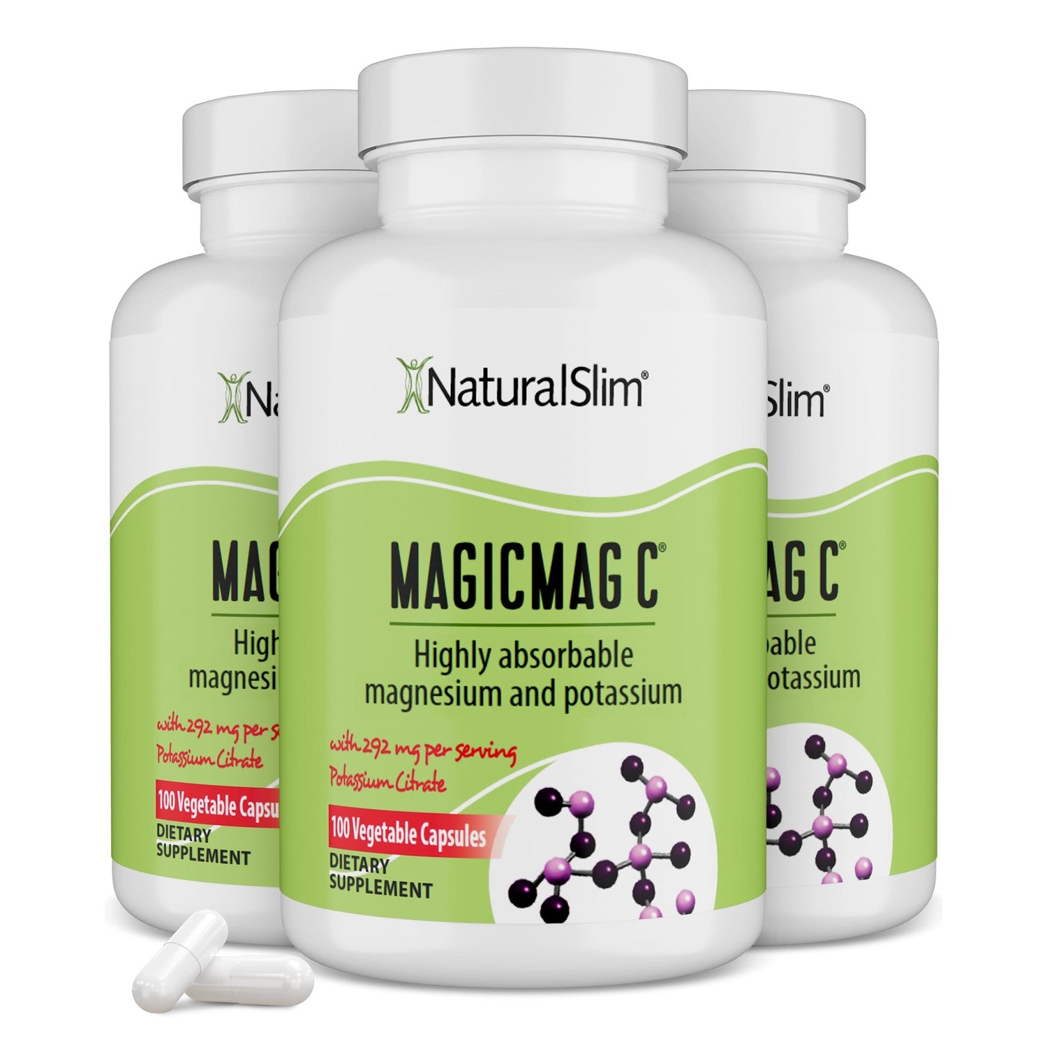 MagicMag C by NaturalSlim Magnesium Citrate, 100 Capsules | Magnesium Citrate Capsules, for Muscle Relaxation, Sleep Quality, Nerve Function and Electrolyte Support