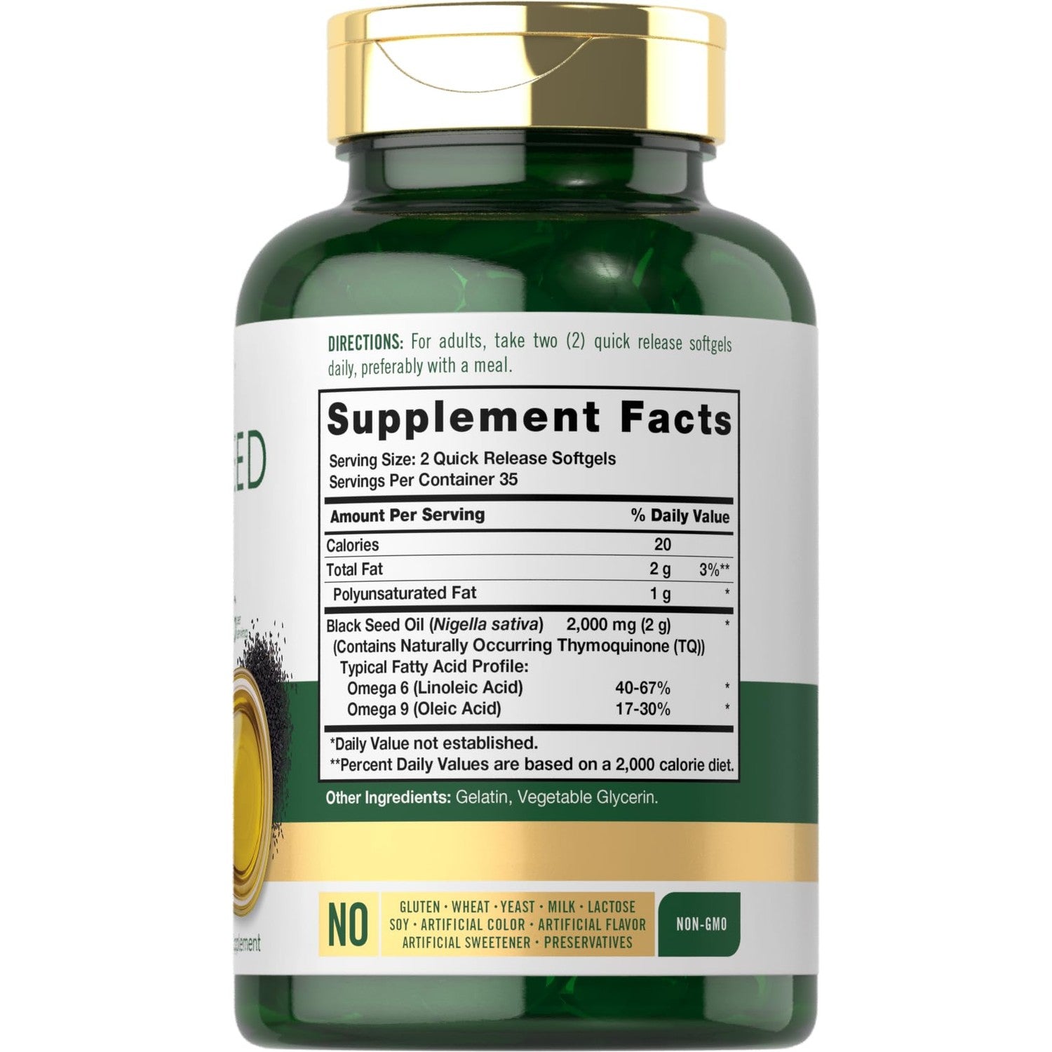 Carlyle Black Seed Oil Softgel Capsules | 2000mg | 70 Pills | For Women & Men | Non-GMO, Gluten Free Herbal Supplement
