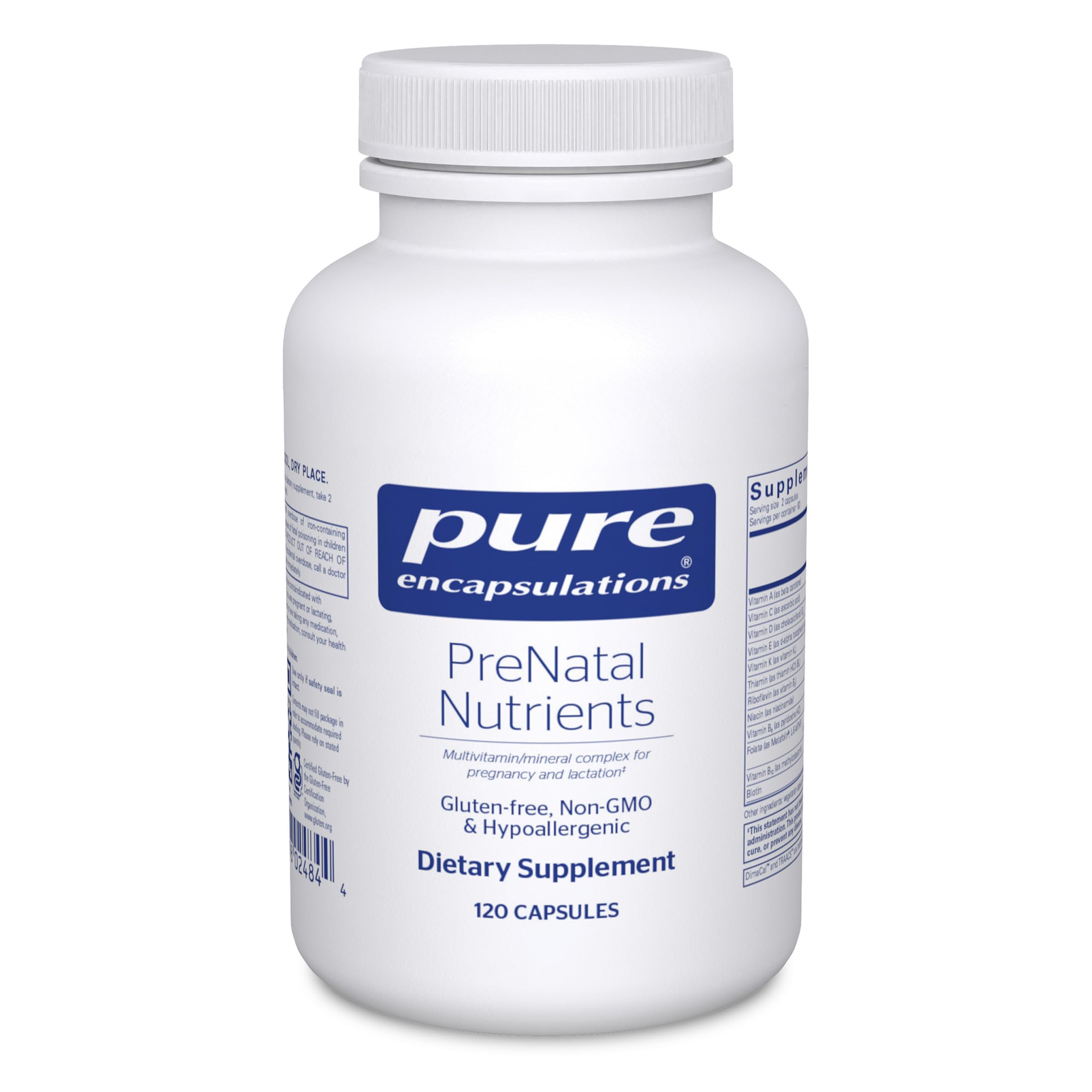 Pure Encapsulations PreNatal Nutrients, 120 Capsules | For Pregnancy and Lactation, Aids Energy and DNA Development*, with Folate, Choline and Iron, Gluten-Free and Non-GMO