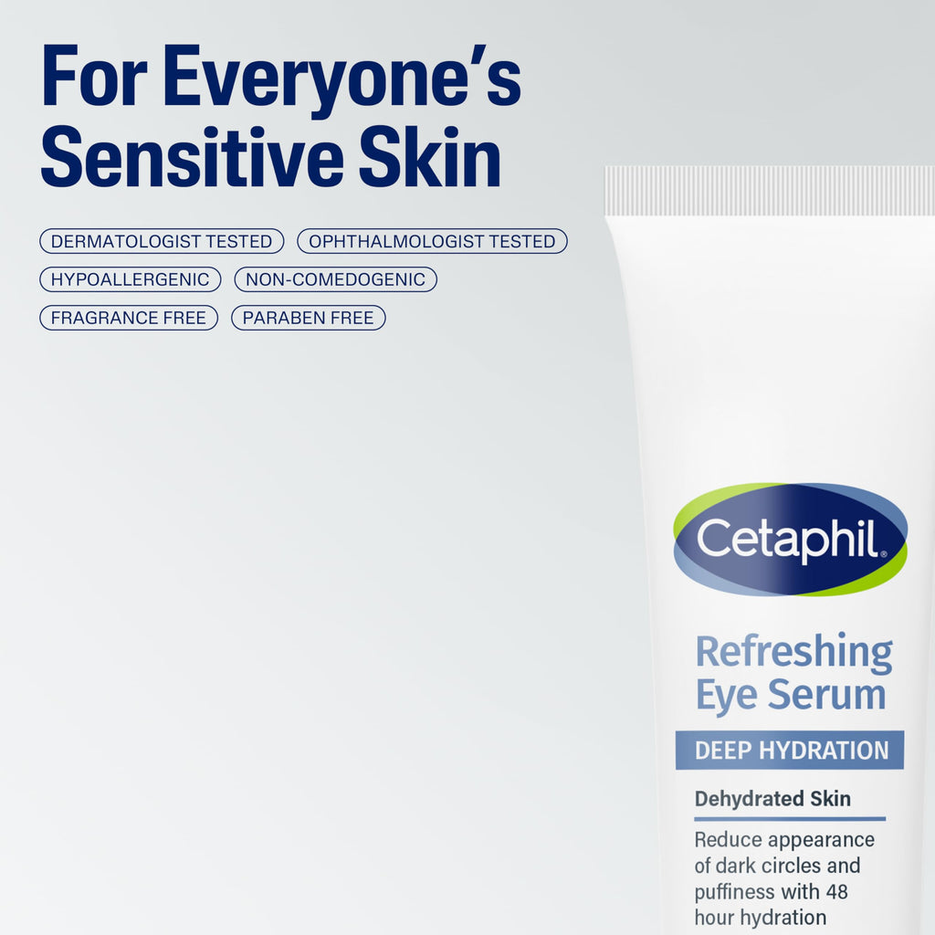 Cetaphil Deep Hydration Refreshing Eye Serum, Dark Circles, 0.5 fl oz | 48-Hour Hydrating Under Eye Serum, Reduces Dark Circles & Puffiness, Hyaluronic Acid, Vitamin E & B5, Dermatologist Tested