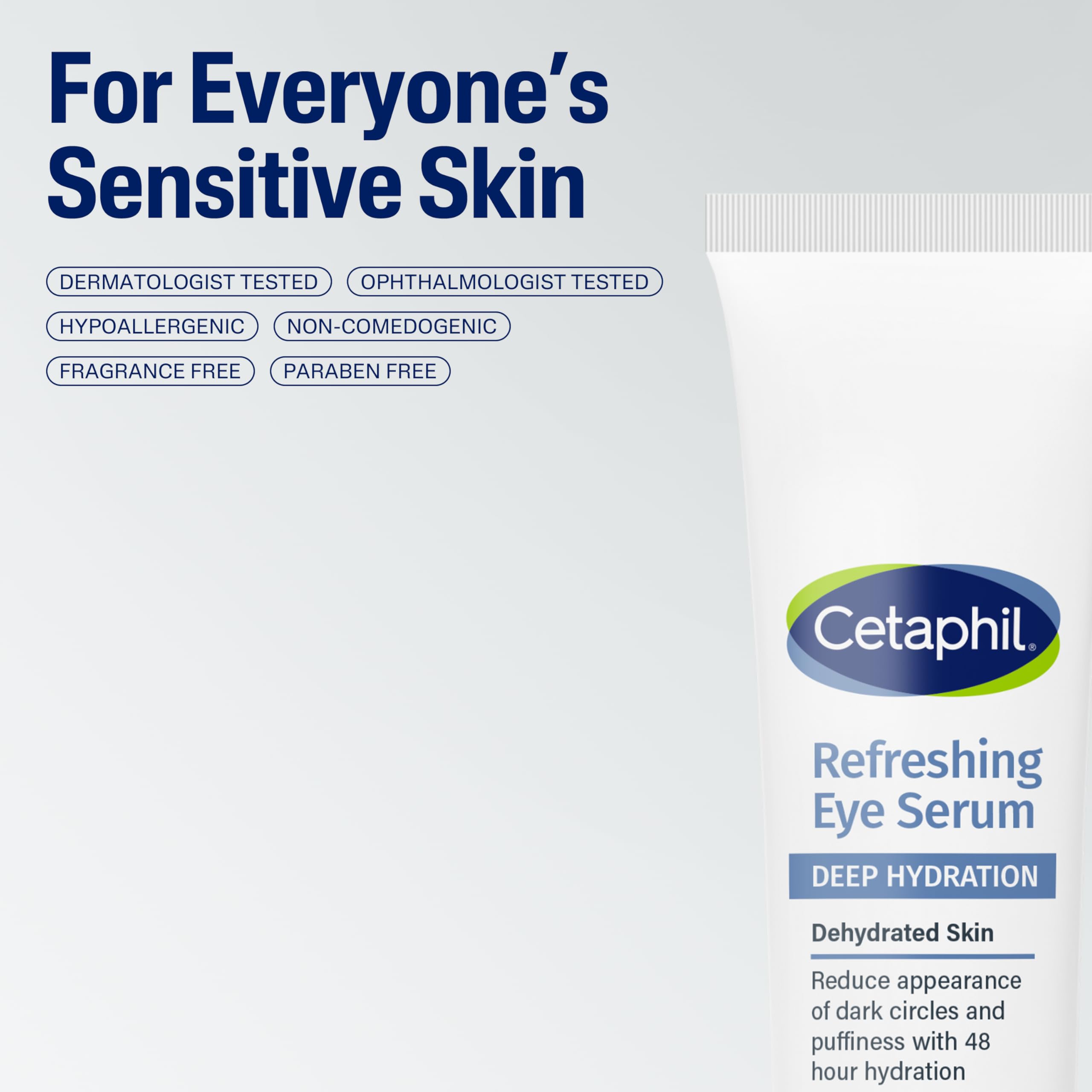 Cetaphil Deep Hydration Refreshing Eye Serum, Dark Circles, 0.5 fl oz | 48-Hour Hydrating Under Eye Serum, Reduces Dark Circles & Puffiness, Hyaluronic Acid, Vitamin E & B5, Dermatologist Tested