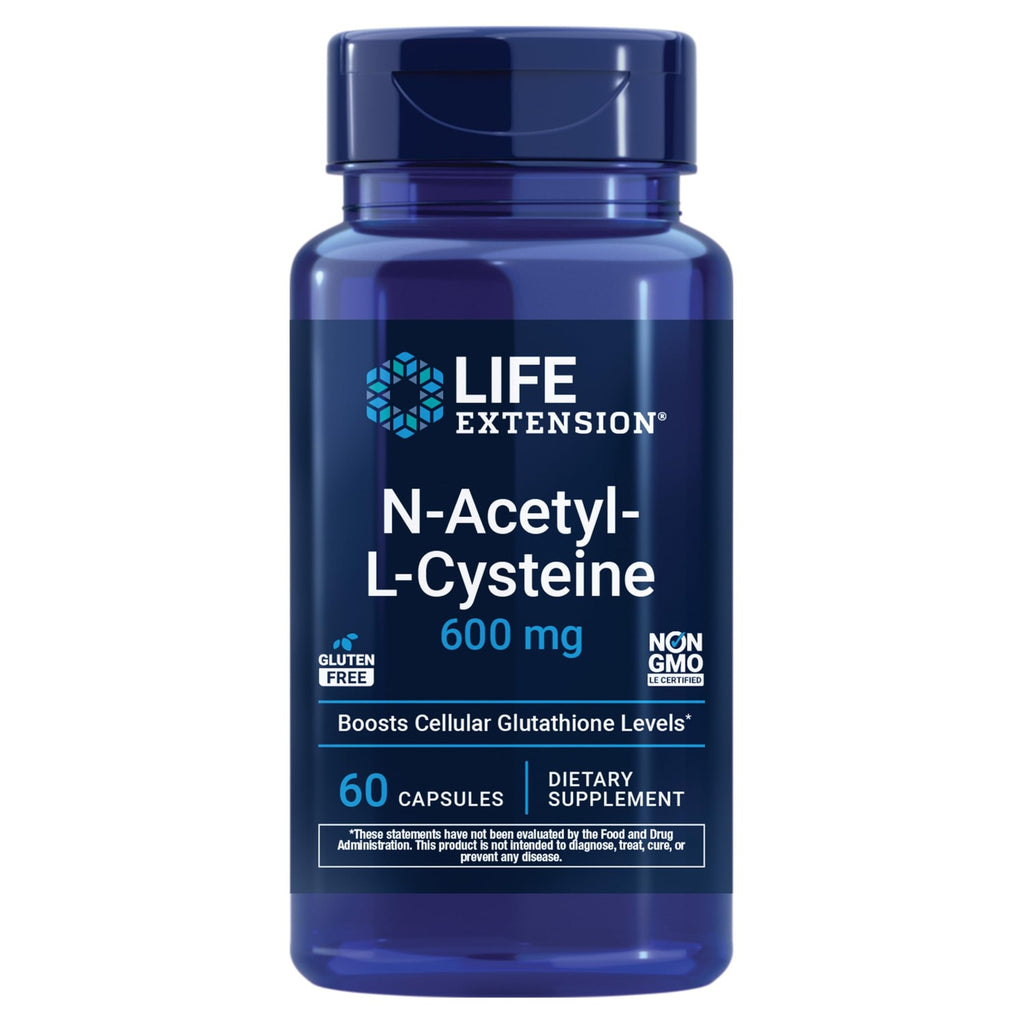 Life Extension N-Acetyl-L-Cysteine (NAC), Immune, Respiratory, Liver Health, NAC 600 mg, Potent antioxidant Support, Free-radicals, Easy to Absorb, 60 Capsules