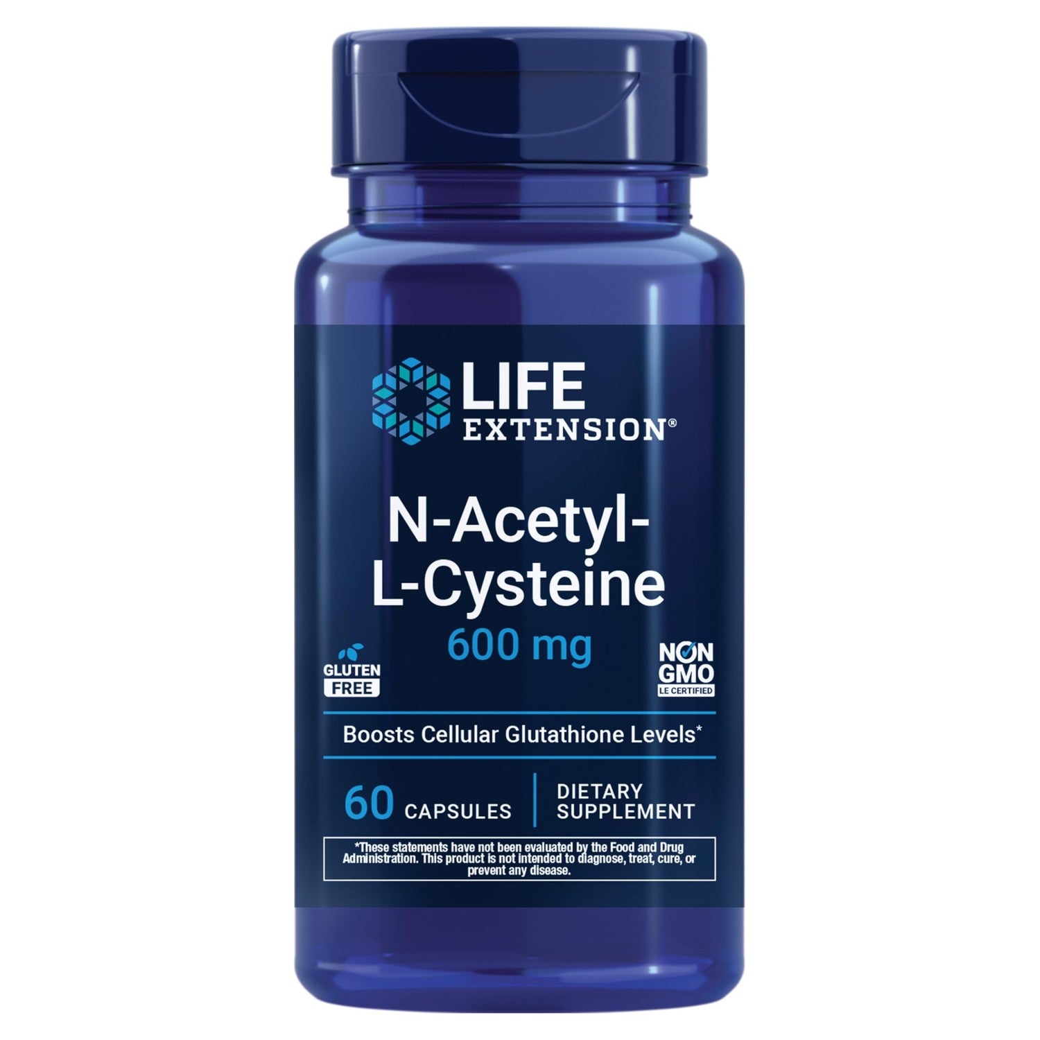 Life Extension N-Acetyl-L-Cysteine (NAC), Immune, Respiratory, Liver Health, NAC 600 mg, Potent antioxidant Support, Free-radicals, Easy to Absorb, 60 Capsules