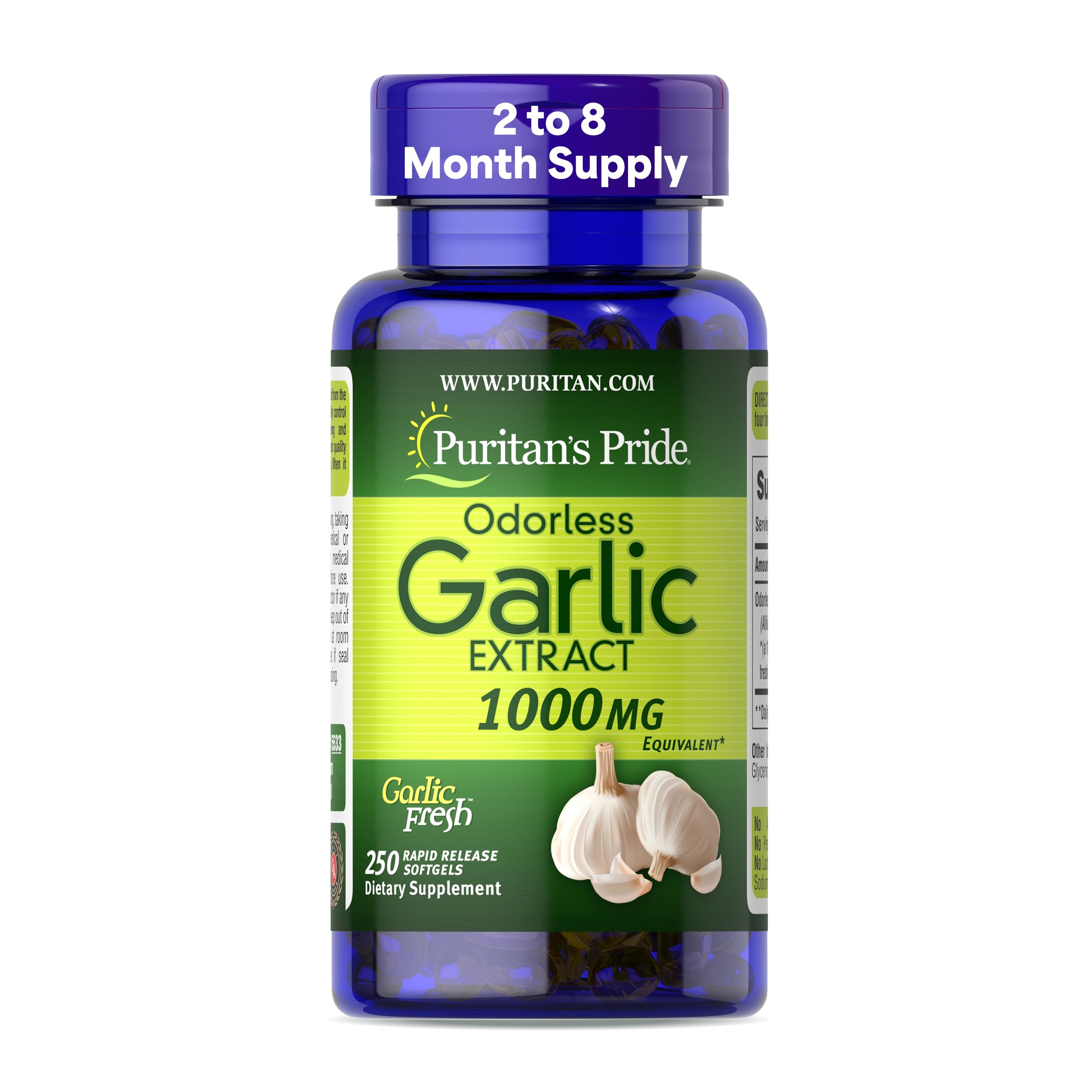 Puritan's Pride Premium Odorless Garlic Fresh 10mg, 250 Softgels
