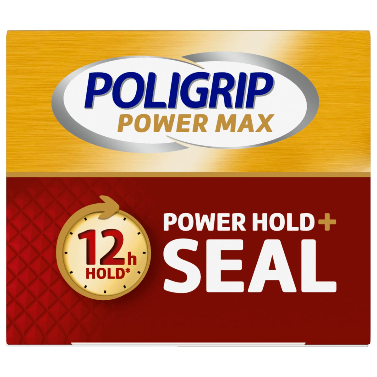 Poligrip Power Max Hold Plus Seal Denture Adhesive Cream, Secure Fit and Food Protection, No Flavor, 2.2 Oz, 4 Count