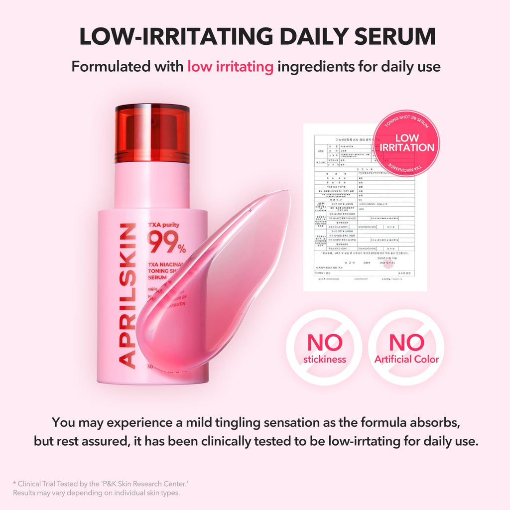 APRILSKIN TXA Niacinamide Toning Shot 99 Spicule Facial Serum｜Skin Booster Serum for Brightening and Pore Care｜99% High-Purity Tranexamic Acid 3% + Niacinamide 5%｜Korean Skin Care｜1.01 fl. oz.