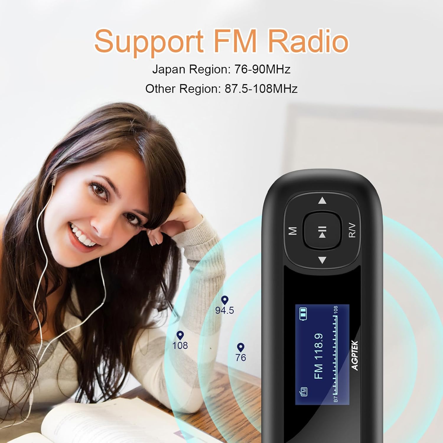 Buy now AGPTEK U3 USB Stick Mp3 Player, 8GB Music Player Supports Replaceable AAA Battery, Recording, FM Radio, Expandable Up to 128GB, Black at indiglob india