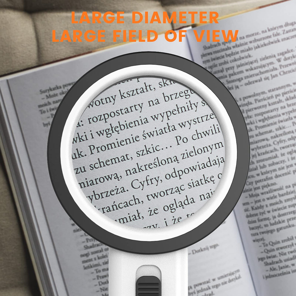 Handheld Magnifying Glass with Light Double-Layer Glass Lens for Reading