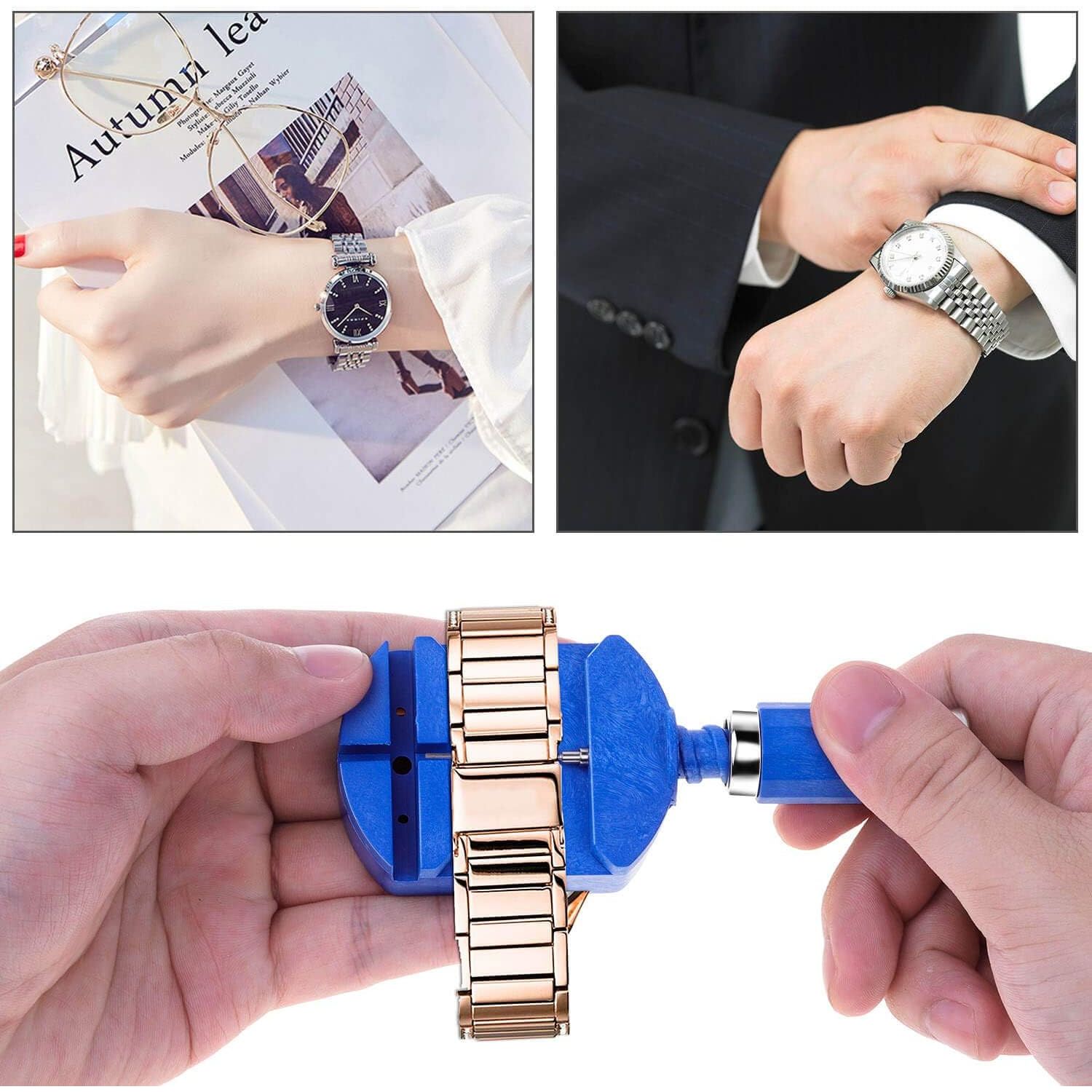 Buy now Cridoz Watch Link Removal Tool Kit - Replacement Pins and Pin Punches for Bracelet Sizing, Strap Adjustment and Repair at indiglob india