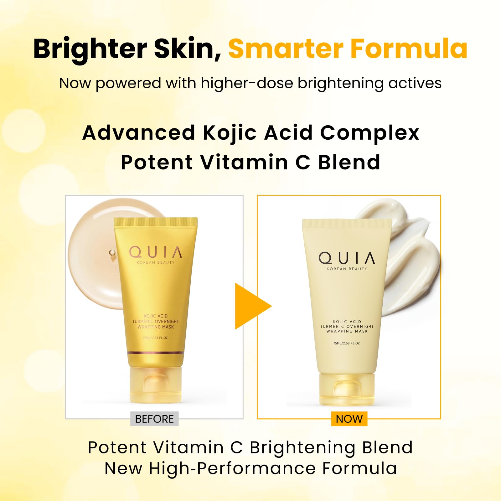 QUIA Turmeric + Kojic Acid Overnight Wrapping Mask – Hydration Mask for Glowing Skin – Evens Tone, Soothes Redness and Improves Skin Texture – Korean Skincare 75ML